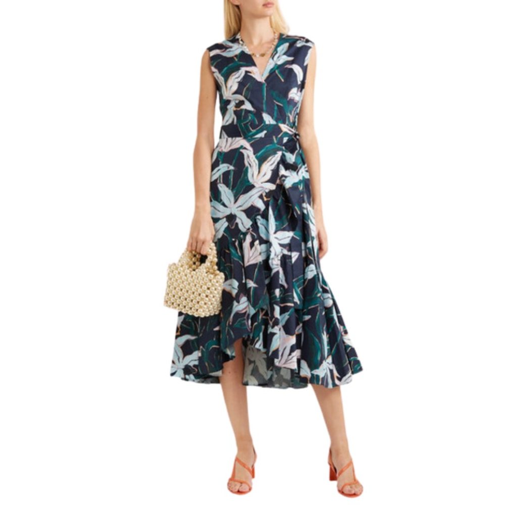 TORY BURCH Ruffled Floral-print Cotton-poplin Wrap Dress In Desert Bloom Pigment